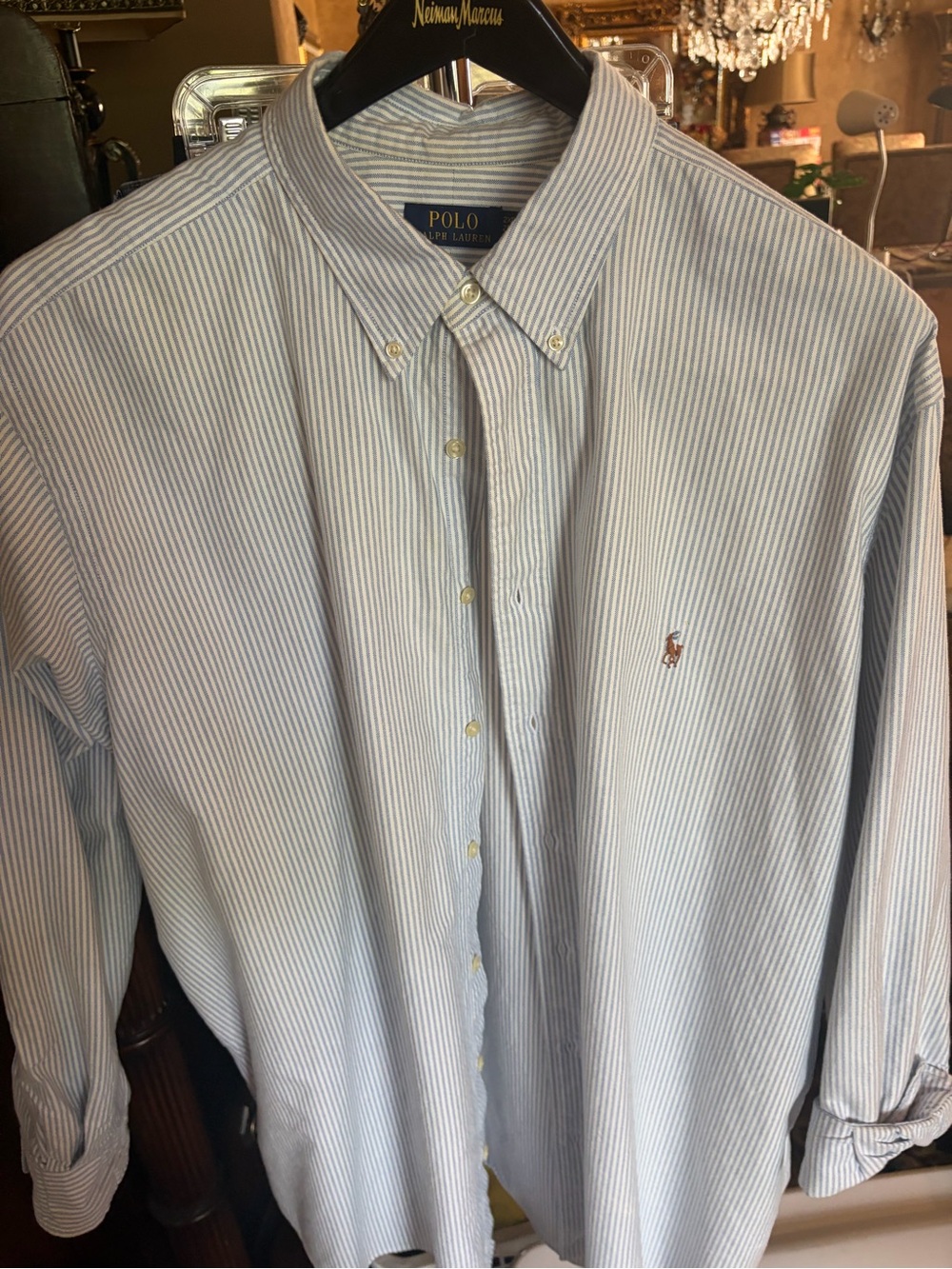 Polo by Ralph Lauren Men's Blue Stripe Button-Down Shirt